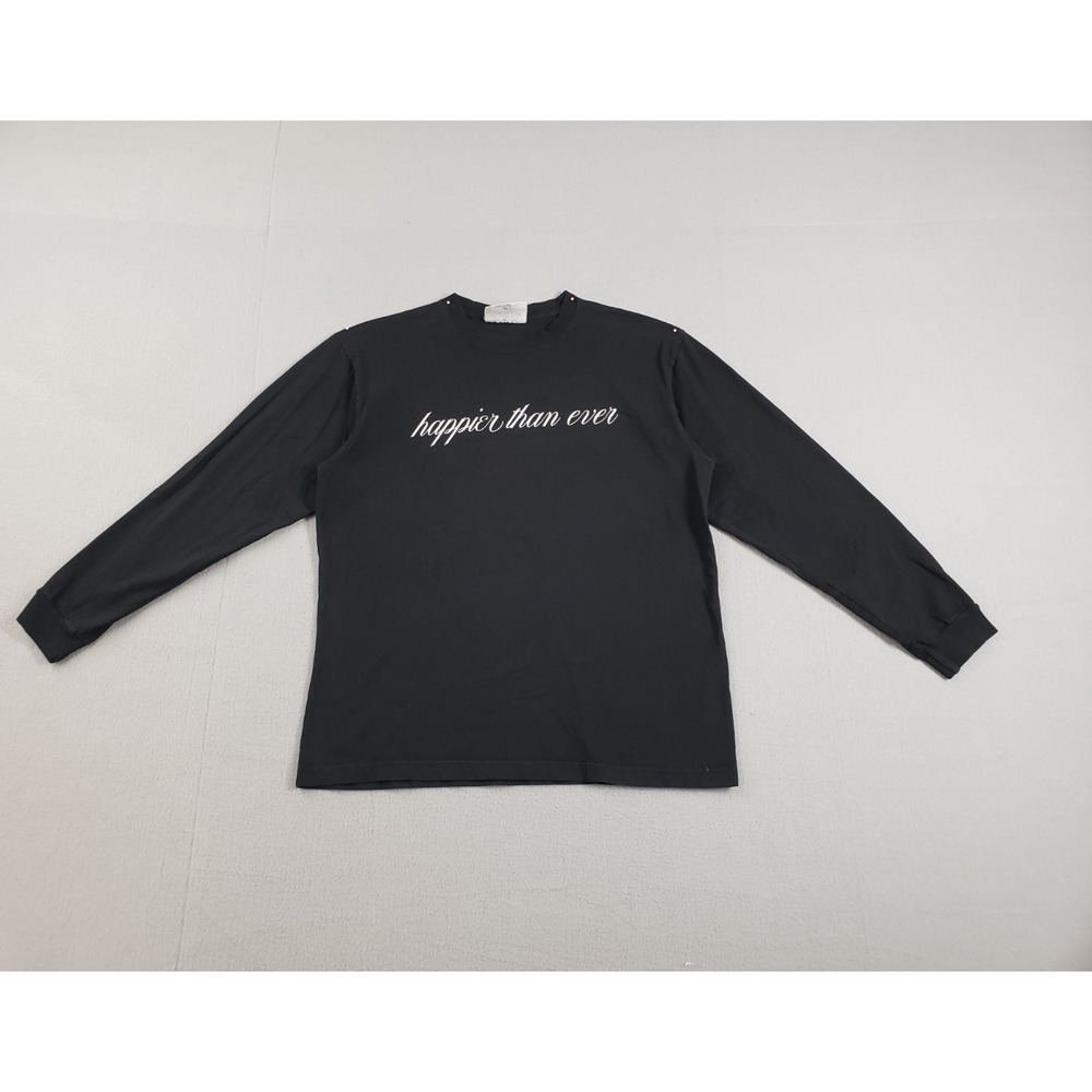 Billie Eilish Men T Shirt M Black Graphic Tee Long Sleeve Crew‎ Neck Pullover